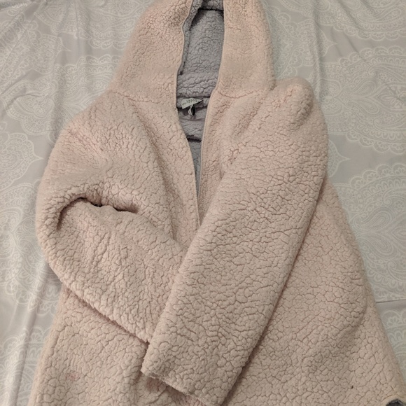 reversible hooded teddy jacket